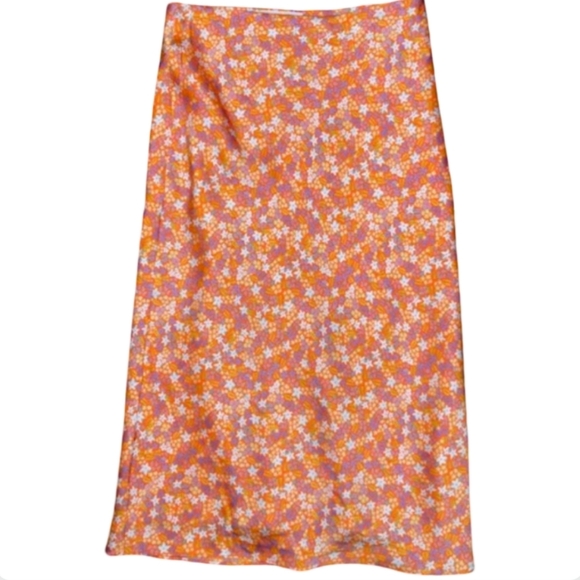 NEW Steve Madden Mindy Midi Skirt Orange Blossom Floral Print Size Small NWT - Picture 3 of 10